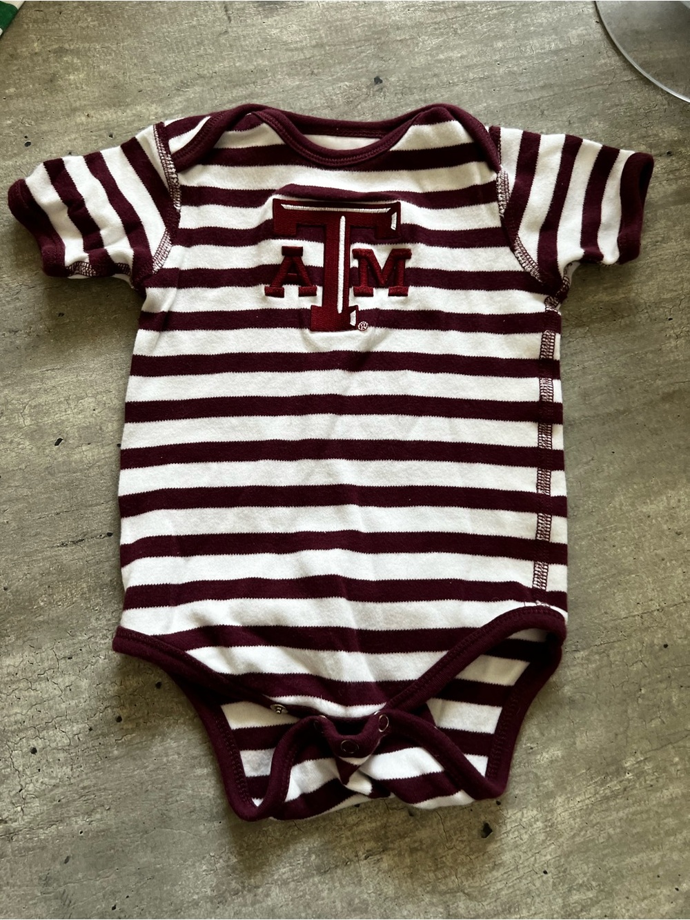 One Step Ahead Maroon and White Striped Baby Bodysuit